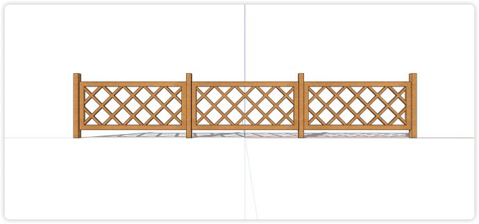 红橡木棱形三段木质栏杆su模型_图1