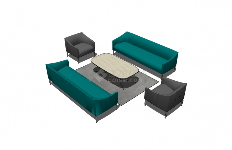 现代简约双色沙发办公室家具su模型-图一