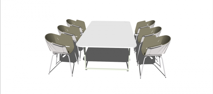 板式卓塑料椅办公室家具桌椅su模型_图1