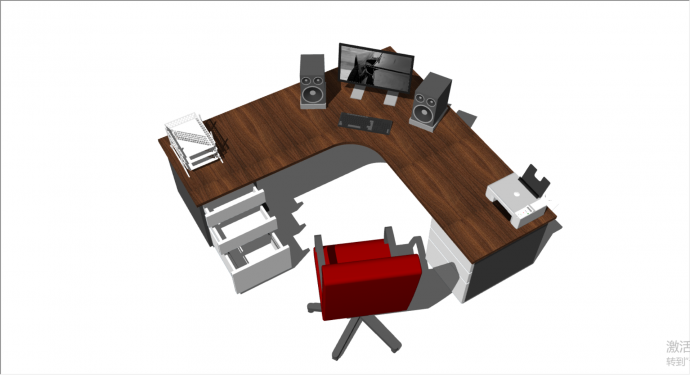 办公室专用家具桌椅 su模型_图1