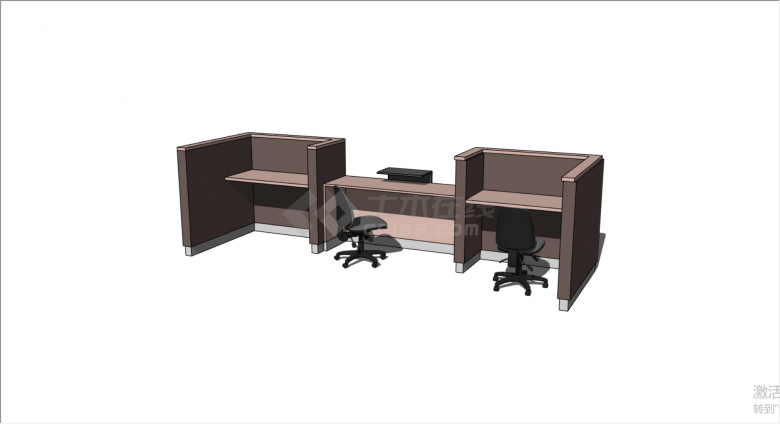 办公室专用家具桌椅su模型-图一