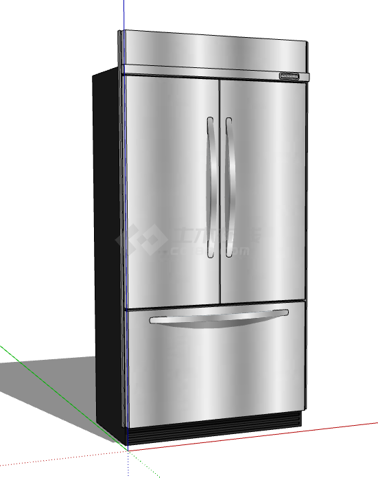 家用厨房双开门冰箱su模型-图二