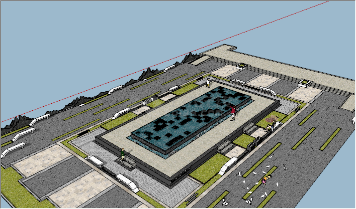 现代休闲文化广场景观su模型-图二