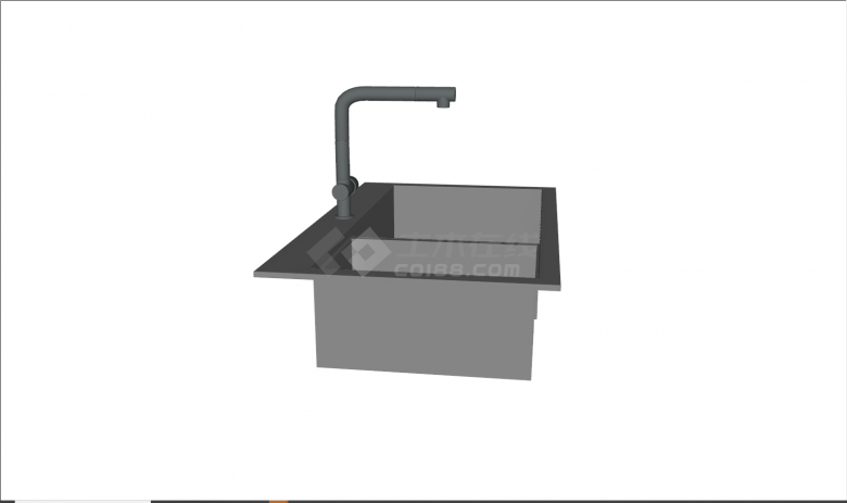 现代黑色菱角不锈钢台盆水槽su模型-图二