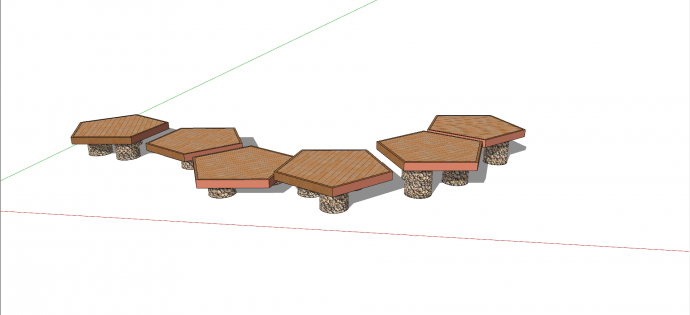 规则式五边形木质汀步su模型_图1