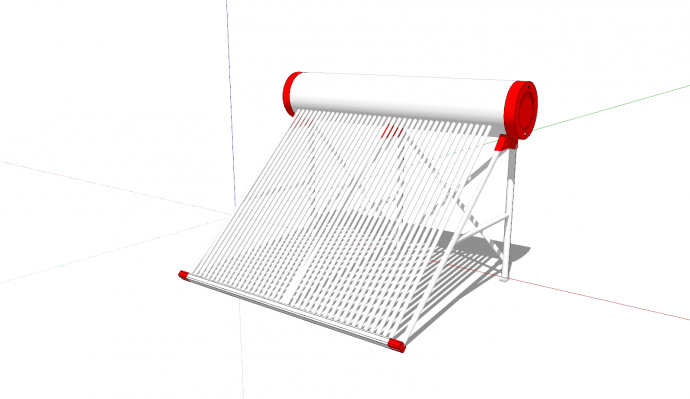 红白拼色太阳能热水器su模型_图1