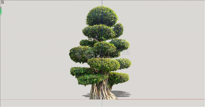 现代景观绿丝带造型树su模型-图一