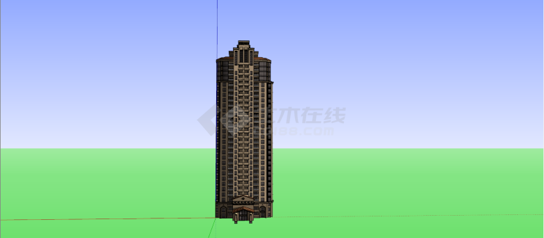西式风格超高层独栋住宅su模型-图二