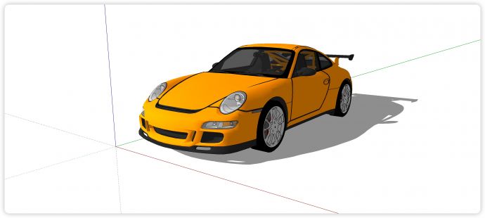 橘黄色双门轿车汽车su模型_图1