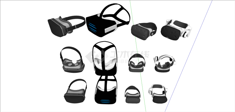 现代智能VR眼镜组合su模型-图一