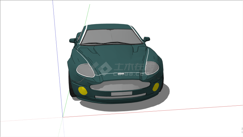 墨绿色轿车汽车设计su模型-图一