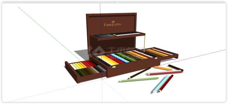 一盒彩色铅笔SU书籍桌面饰品摆件-图一