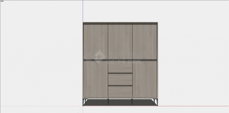 五门三屉简约板式家具su模型-图一