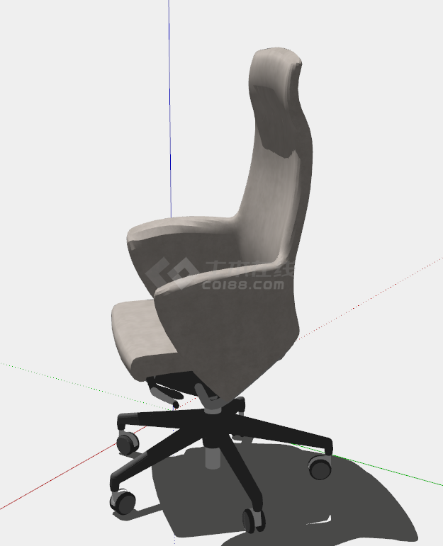 浅灰绿色带旋转轮的办公椅子su模型-图二