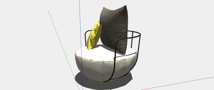 圆形布艺带扶手椅子su模型_图1
