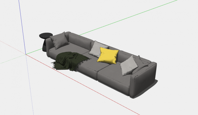 一款灰色的布艺的多人沙发su模型_图1