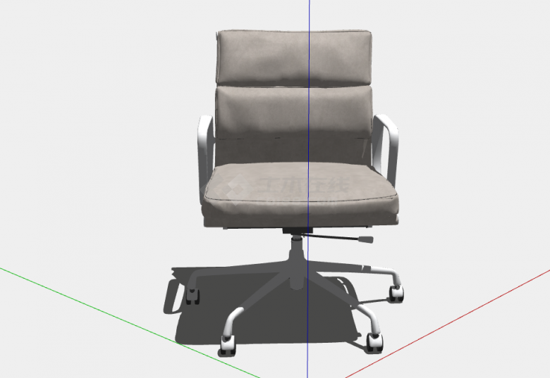 一款带有把守的浅色的办公椅子su模型-图二