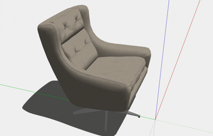 一款棕色的布艺的办公椅子su模型_图1
