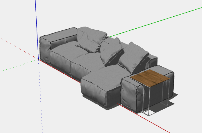 侧边带小桌可放东西家用沙发的SU模型_图1