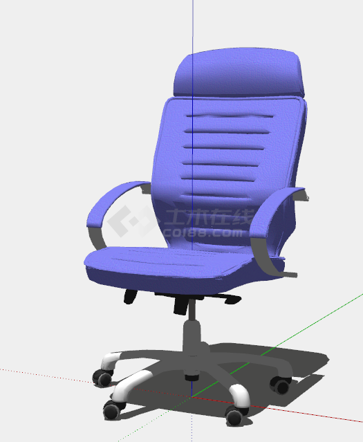 紫色带按摩靠背和简易扶手的办公椅子su模型-图一
