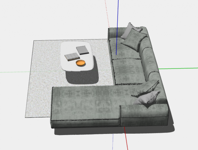 灰色朴素客厅沙发的SU模型_图1