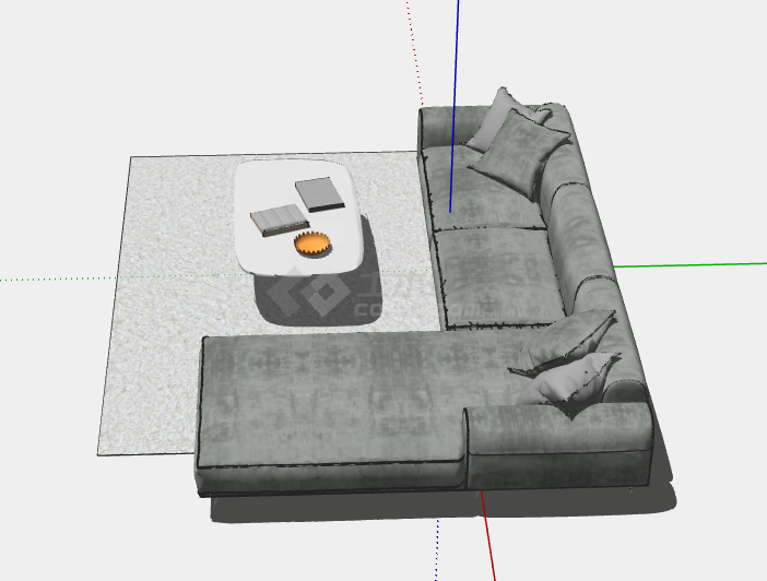 灰色朴素客厅沙发的SU模型-图一