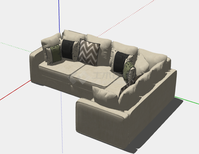 小型温馨组合沙发的SU模型-图二