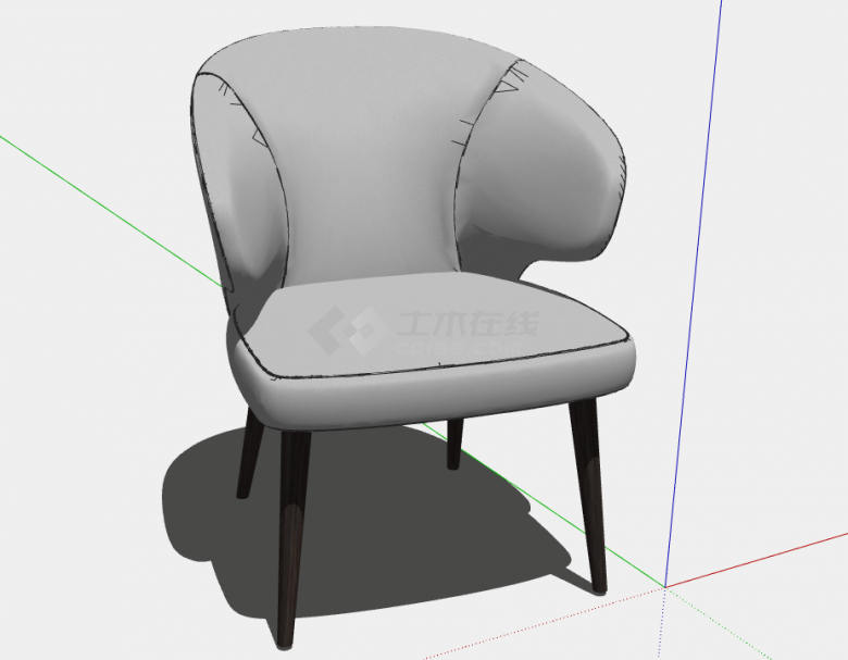 一款灰色的美观的扶手椅子su模型-图二