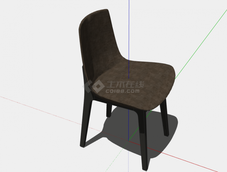 一把棕色的木制的无扶手椅子su模型-图一
