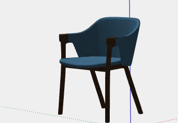 蓝色现代简约靠背扶手椅子su模型-图二