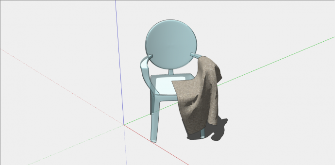 淡蓝色木制扶手椅子su模型_图1