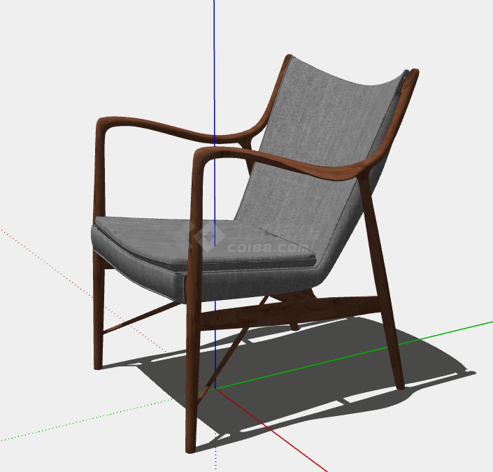 棉质舒适坐垫扶手椅子的SU模型-图一
