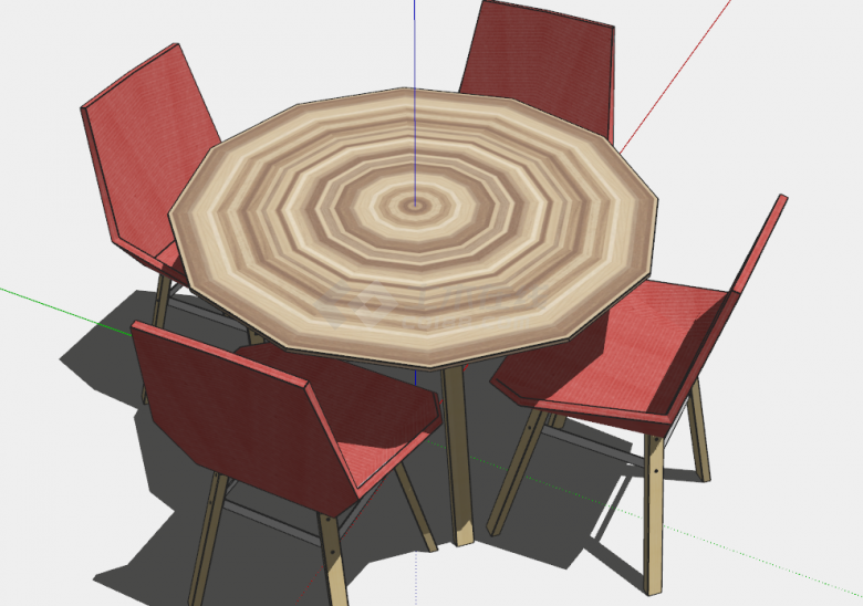 彩色旋转线条圆餐桌su模型-图二
