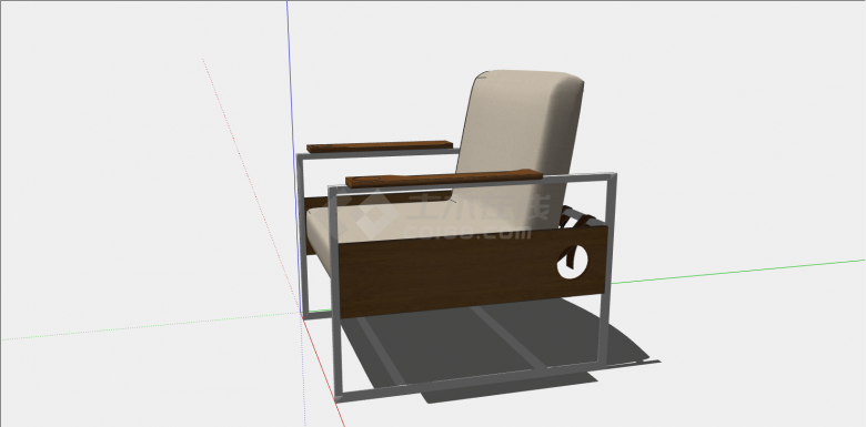 棕色布艺小扶手椅子su模型-图二