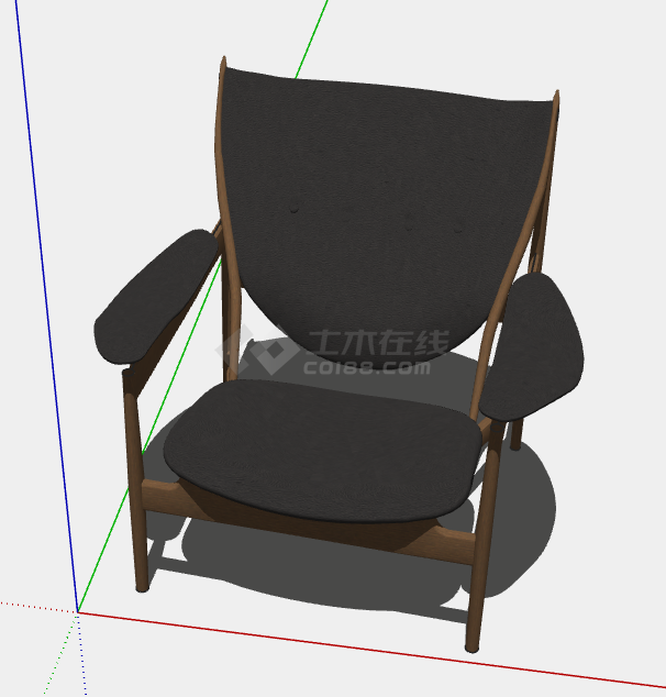老人用较矮方便坐手扶椅子的SU模型-图二