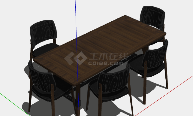 舒适大气现代餐桌椅su模型-图二