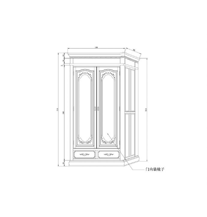 某地主卧室双门衣柜结构设计图_图1