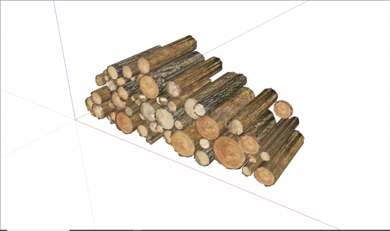 现代不同大小杉木桩su模型-图二