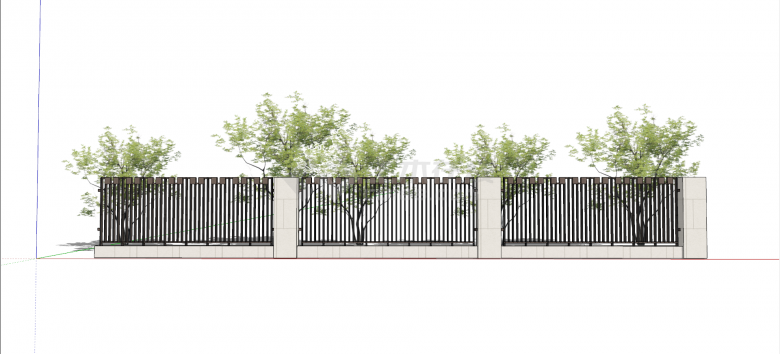 简洁自然棕色木制排列围墙su模型-图二