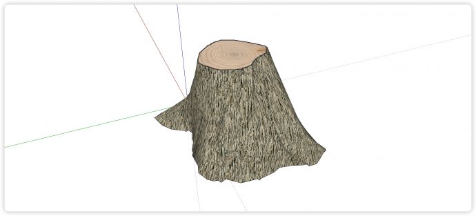 下宽上细形状年轮原木树桩su模型_图1