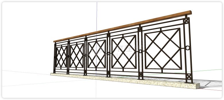 方形套棱形铁艺栏杆su模型-图一