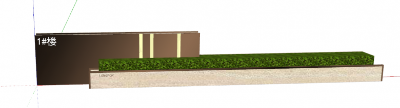 深棕色和米白色相结合的景墙围墙su模型-图二