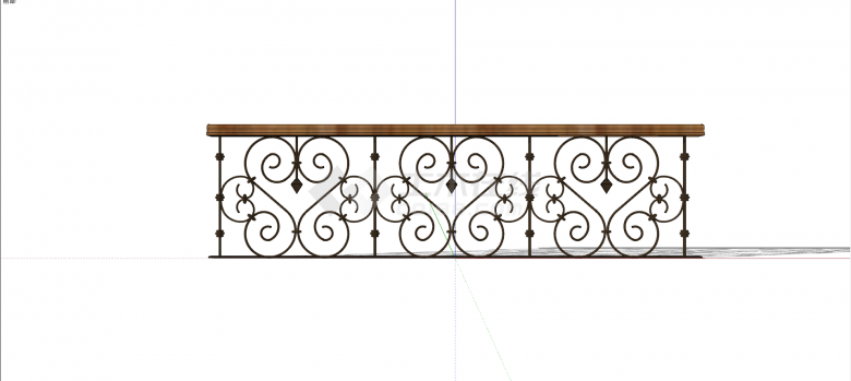 咖啡色铝合金花形对称镂空艺栏杆su模型-图一