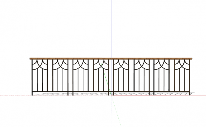 木质扶手条文装饰的铁艺栏杆su模型_图1