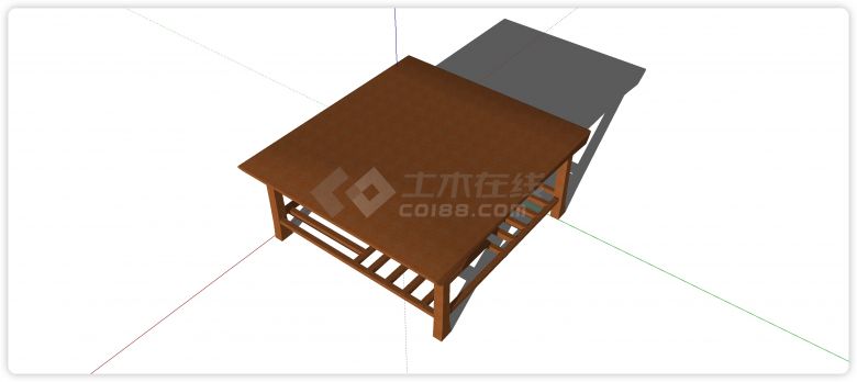 樱桃木正方形茶几中式家具su模型-图二