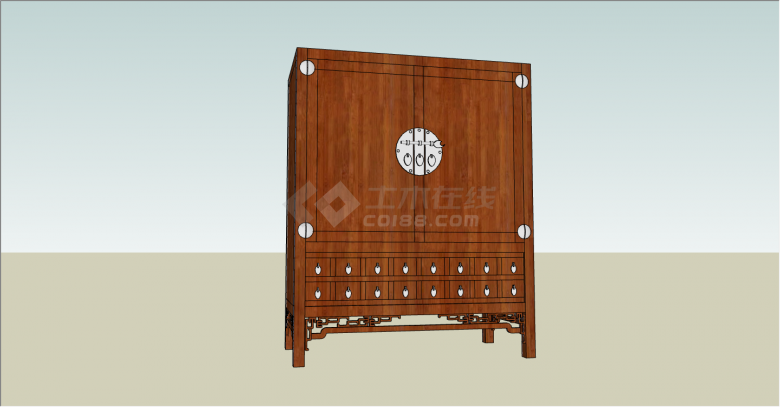 中式古典木质经典柜子su模型-图二