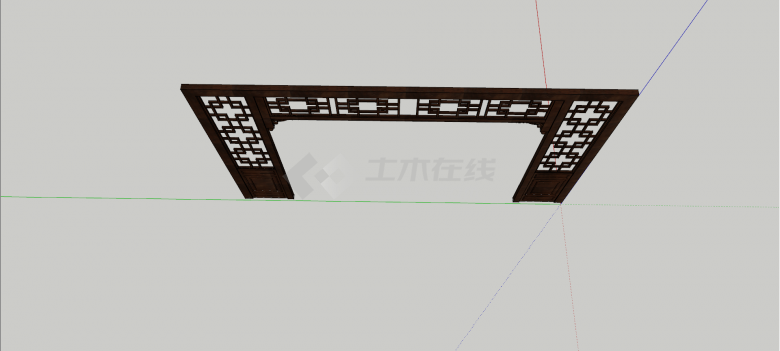 中式咖啡色木制花格装饰屏风家具su模型-图二