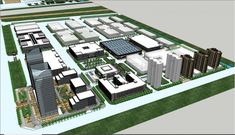 后现代科技高楼产业园SU模型-图二