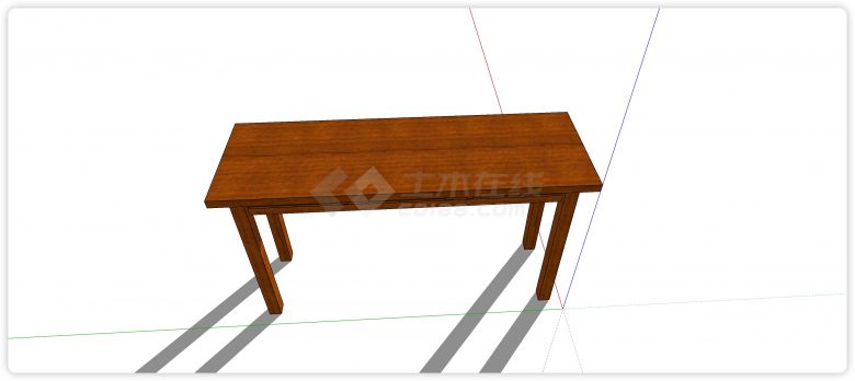 樱桃木直角案台中式家具su模型-图二