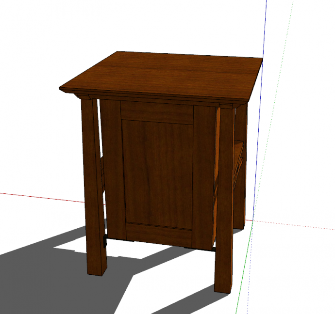 现代中式木质黄色床头柜su模型_图1